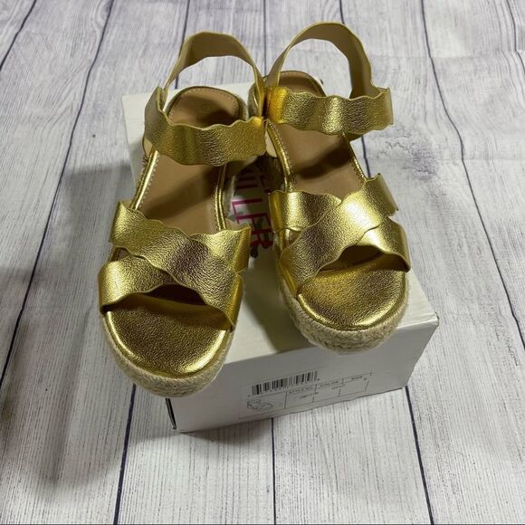 Olivia Miller Trinity Scalloped Espadrille Wedges Sandals - Picture 1 of 7